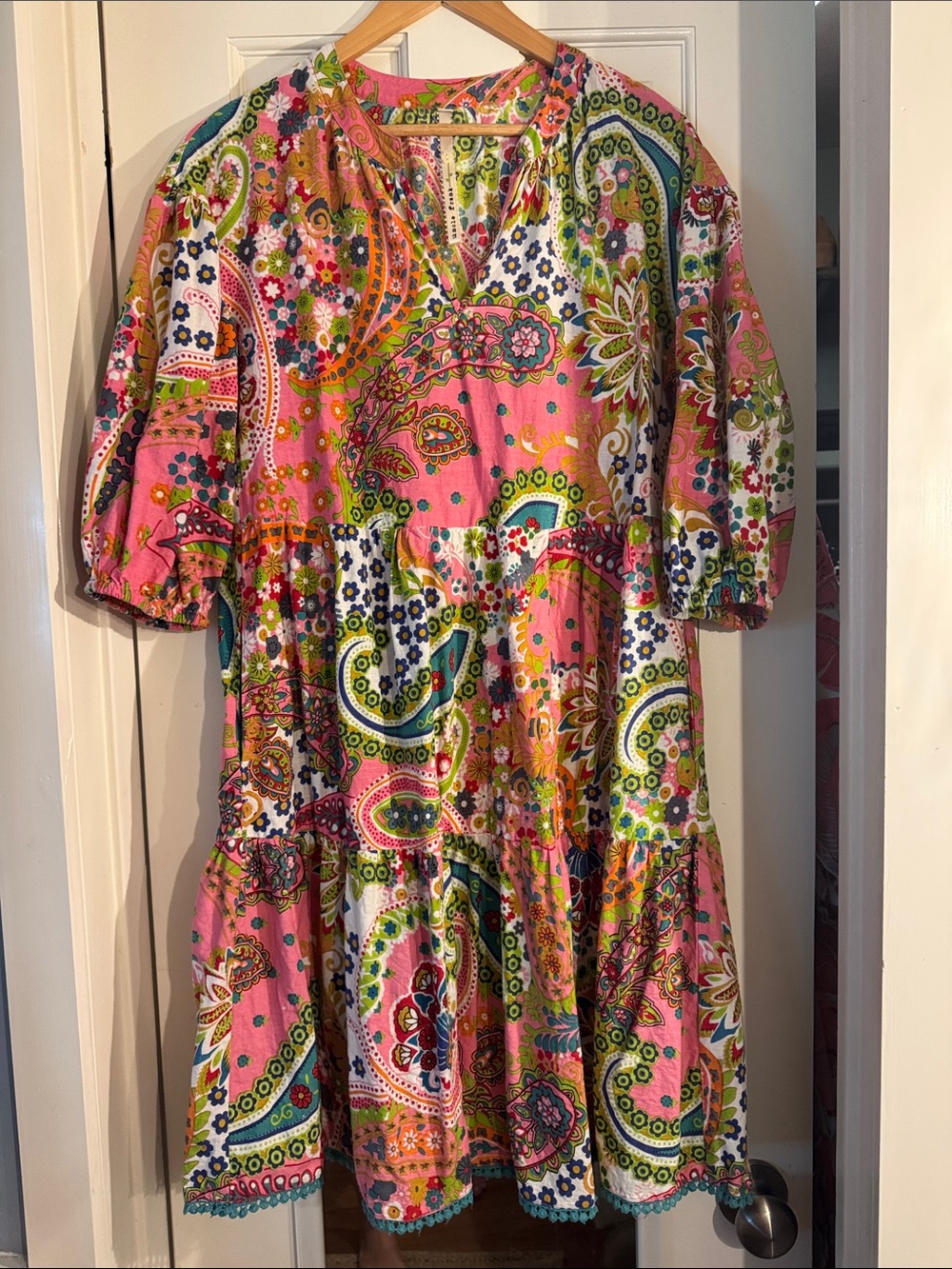 Uncle Frank Pink Paisley Tiered Cotton Dress